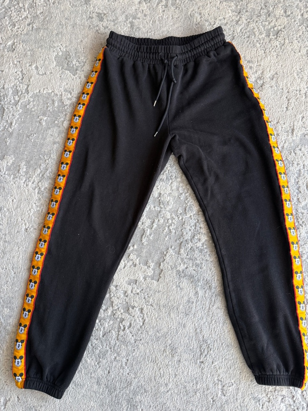 Disney Black Jogger Pants with Mickey Character Side Stripe